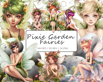 Pixie Garten Feen Clipart Fantasy Magisch Niedlich Fee Clipart Garten Pixie Mädchen Geburtstagseinladungen Baby Shower Scrapbooking