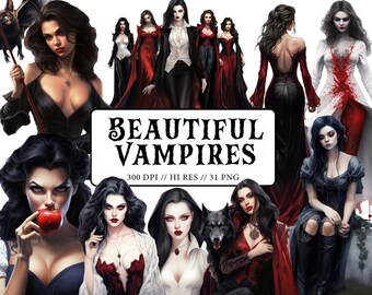 Beautiful Vampires Clipart Halloween Gothic Women Vampire Girl Halloween Clipart Gothic Vampire PNG Halloween Invitations Birthday
