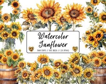 Aquarell Sonnenblume Clipart rustikale Boho Hochzeit Blumenstrauß Clipart Herbstblumen Png