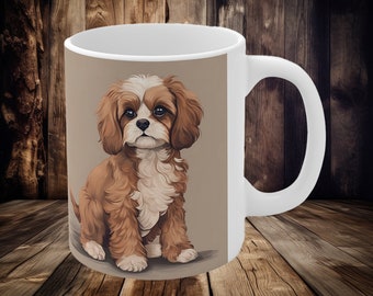 Cavapoo Illustration Mug | Adorable Ceramic 11oz Cup | Perfect for Dog Lovers | Limited Edition