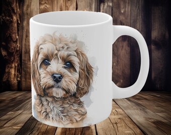 Cockapoo Illustration Mug | Charming Ceramic 11oz Cup | Perfect for Dog Lovers | Limited Edition | Gift Idea