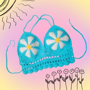PDF PATTERN: Crochet Daisy Bralette/Crop Top - Spring/Summer Top
