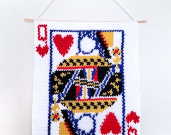 PDF PATTERN: Queen Card Crochet Tapestry - Wall Hanging