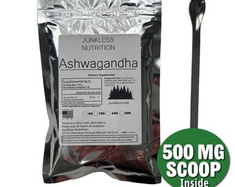 100% Pure Ashwagandha Powder 10:1 500mg - Natural Powder Supplements - USA Herbs