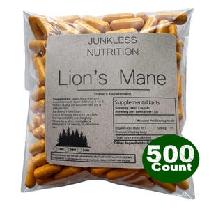 Capsule di fungo criniera di leone puro al 100% 10:1 500 mg di estratto - Doppia estrazione
