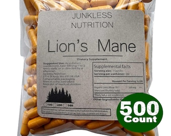 100% Pure Lion's Mane Mushroom Capsules 10:1 500mg Extract - Double Extracted