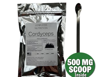 100% Real Cordyceps Mushroom Powder 10:1 500mg Extract - With Spoon