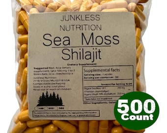 100% Pure Sea Moss and Shilajit Capsules Together 500mg - Natural Dietary supplements