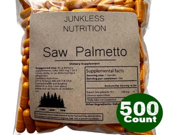 100% Pure Saw Palmetto Capsules 500mg Extract 10:1  - Plant-Based Omega 3s