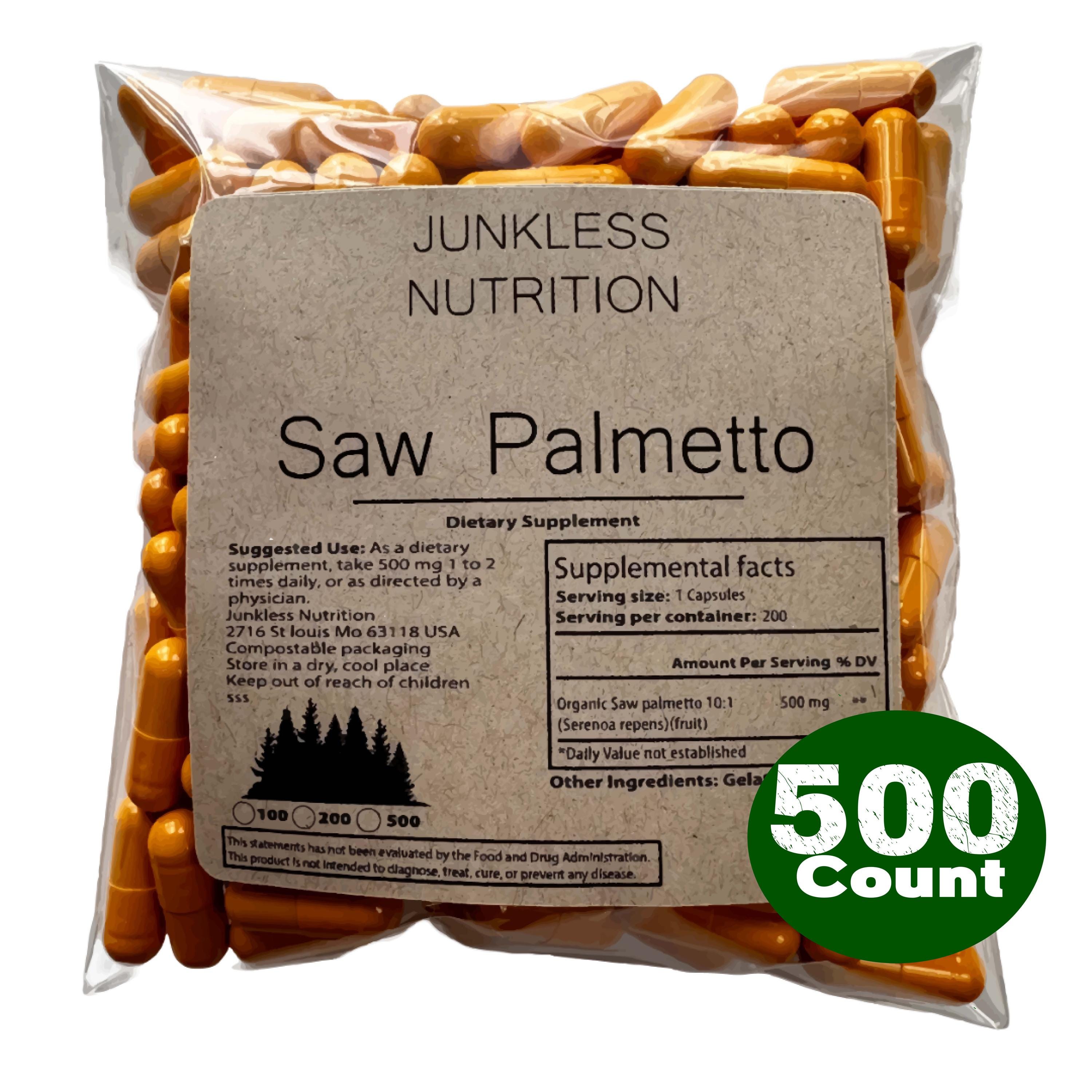 100% Pure Saw Palmetto Capsules 500mg Extract 10:1 - Plant-Based Omega 3s