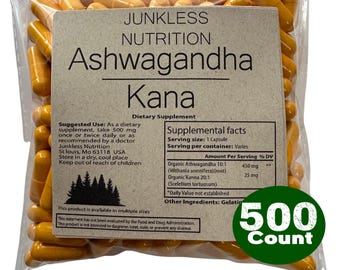 100% Pure Ashwagandha and Kana Extract Capsules 500mg -
