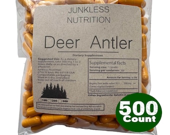 Reiner Hirschgeweih-Samtextrakt 20: 1 Kapsel 500 mg - Natürliche Kräuterergänzungen
