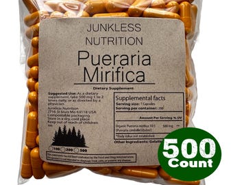 100% Pure Pueraria Mirifica Capsules 500mg Supplement 10:1  - Natural Health Extract -  USA