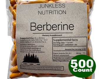 100% Pure Berberine Capsules 20:1 Extract 500mg - Natural Herbal Supplements