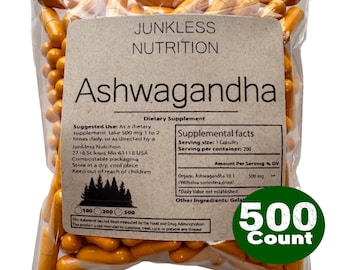 100% Pure Ashwagandha Root Capsules 10:1 500mg - Natural Nutrition Supplements - USA