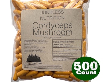 100% Real Cordyceps Mushroom Capsules 10:1 500mg Extract - Cordyceps Militaris