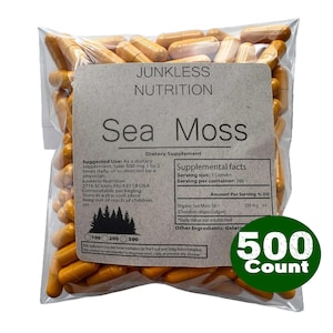 100% Pure Sea Moss Capsules Irish Extract 500mg - Natural Algae Supplements