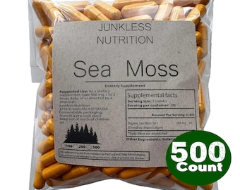 100% Pure Sea Moss Capsules Irish Extract 500mg - Natural Algae Supplements
