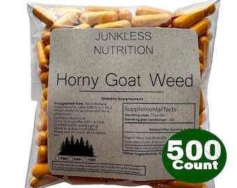 Horny Goat Weed Capsules – 500mg Herbal Supplement, 100% Organic