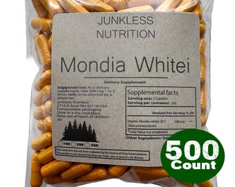 100% Pure Mondia Whitei Capsules 500mg Supplement 20:1  - Natural Herbal Extract