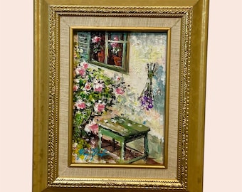 5x7” original flower painting on canvas (unframed)