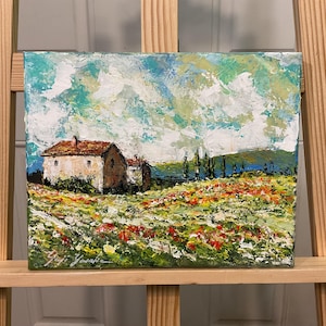 Original Acrylic Italian landscape painting. 8x10 stretched canvas varnished.