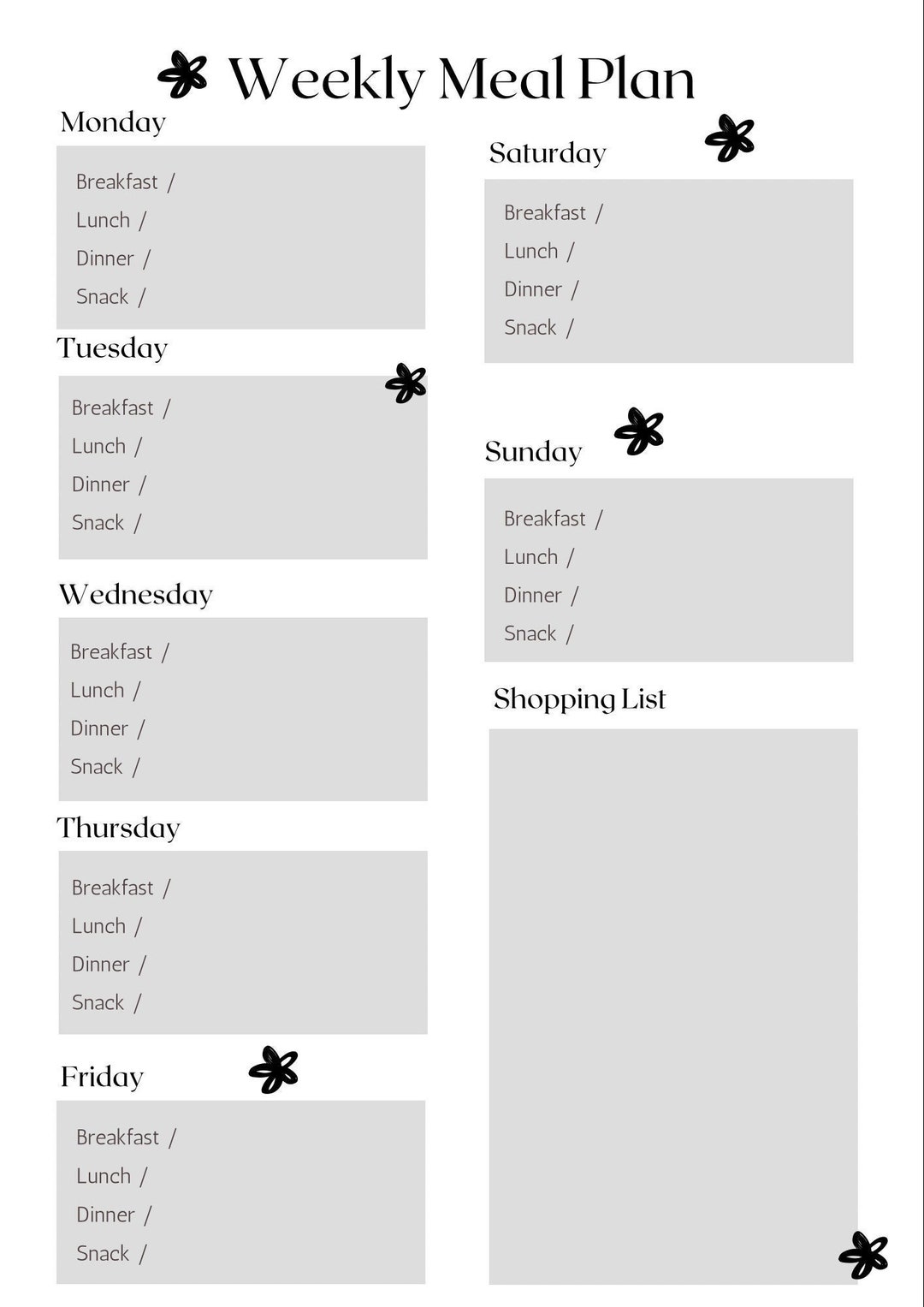 Weekly Meal Planner and Grocery List - Etsy