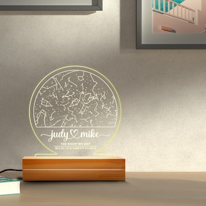 Custom star map by date, Star map night light, Personalized constellation map, Night sky by date, Engagement gift for him and her, STAR02