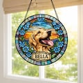 Personalized Dog Portrait Stained Glass Suncatcher, Custom Pet Memorial Stained Glass Photo Suncatcher, Dog Loss Keepsake, Pet Loss Gift product logo