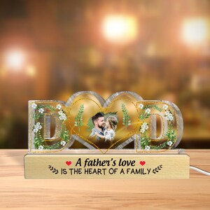 Personalized Photo Night Light, Fathers Day Gifts, Personalized Gifts, Bedroom Night Light,Gift for Dad,Best Dad Ever,Custom Name Light