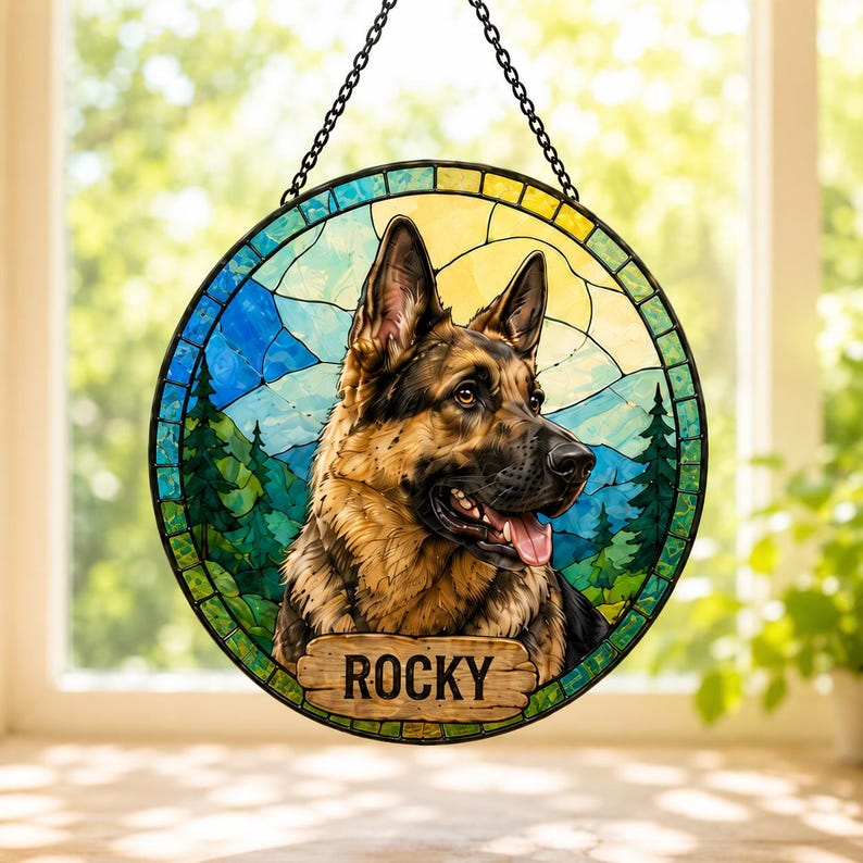 Pet Memorial Stained Glass Suncatcher, Custom Dog Cat Loss Gift ...