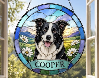 Custom Pet Portrait Stained Glass Suncatcher, Personalized Dog Cat Window Hanging, Pet Memorial Gift, Acrylic Sun Catcher