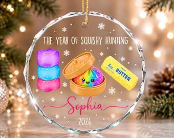 Personalized Squishy Christmas Ornament 2026: Kids Name Ornament, Viral Dumpling Squishy Gift, Girls Christmas Gift, Year Of Squishy Hunting