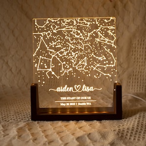 Custom star map by date, Star map night light, Personalized constellation map, Night sky by date, Engagement gift for him and her, MAP01