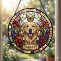 Personalized Dog Portrait Stained Glass Suncatcher, Custom Pet Memorial Stained Glass Photo Suncatcher, Dog Loss Keepsake, Pet Loss Gift