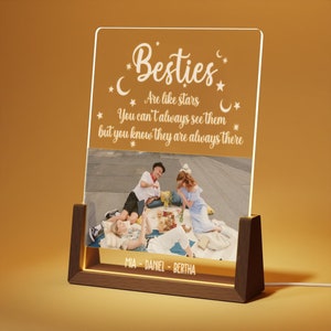 Personalized Best Friend Plaque Lamp, Besties Photo Night Light, Birthday Gift for Best Friend, Friendship Lamp. S1