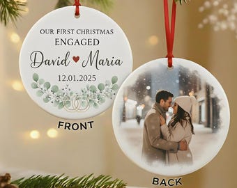 First Christmas Married Ornament 2026, Our First Christmas As Mr & Mrs Ornament, 1st Christmas Married Photo Ornament for Newlywed