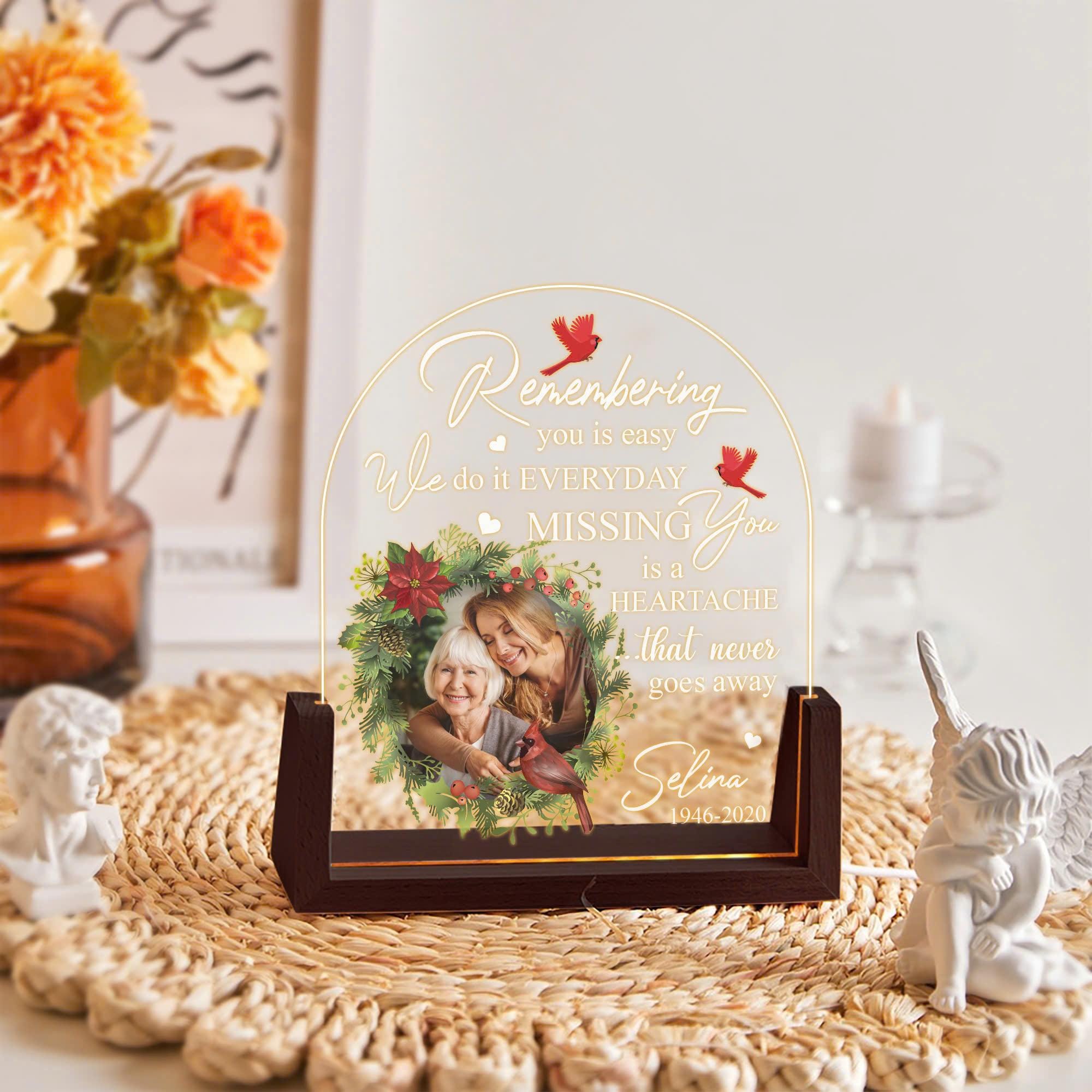 Photo Frame Memory Cardinal Cardinal Memorial Photo Night Light, Sympathy Gift Acrylic Plaque, in ...