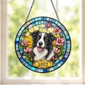 Personalized Dog Portrait Stained Glass Suncatcher, Custom Pet Memorial Stained Glass Photo Suncatcher, Dog Loss Keepsake, Pet Loss Gift