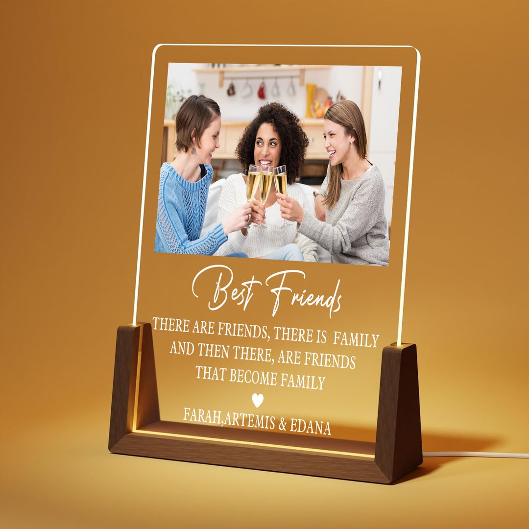 Personalized Best Friend Plaque Lamp, Custom Photo Night Light