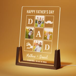 Personalized Photo Night Light, Fathers Day Gifts, Personalized Dad Gifts, Bedroom Night Light,Gift for Dad,Best Dad Ever,Custom Name Light