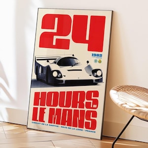 Auto Poster 24 Stunden von Le Mans Original Retro Rennauto Kunst Vintage Ästhetische Digitaldruck für Auto-Enthusiasten Garage Dekor Geschenk für Ihn