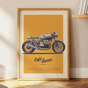 Motocicleta Café Racer vintage, póster de motocicleta retro, arte mural de motos de carreras, póster de moto BMW, póster de moto imprimible