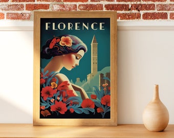 Florenz Vintage Reise Poster, druckbares Vintage Poster, Reise Poster, druckbare Kunst, Retro Kunst, digitaler Download