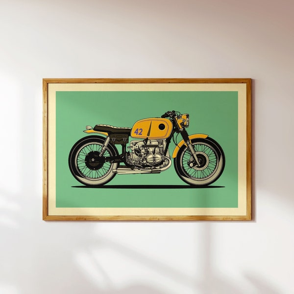 Retro Cafe Racer Bike Poster Motorcycle Wall Art Café Racer Vintage Bike Print Motorcycle Poster