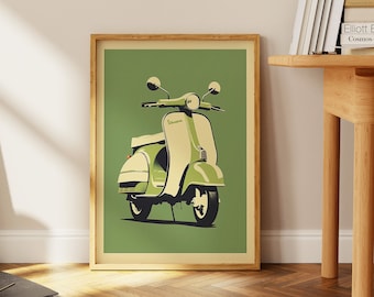 Vintage Vespa Scooter Art Print: Retro Motorcycle Poster (Digital Download)