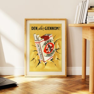 Póster de tabaco vintage, póster publicitario de cigarrillos, arte de marca de tabaco, impresión vintage, arte mural de bar, póster de salón, póster de cueva masculina