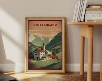 Vintage Reise Poster Kunstdruck der Schweiz