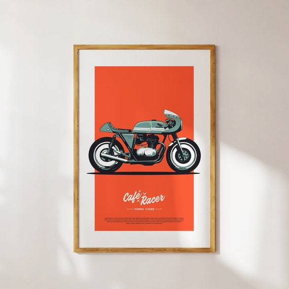 Honda CX500 Cafe Racer Poster: Retro Motorcycle Wall Art (digital