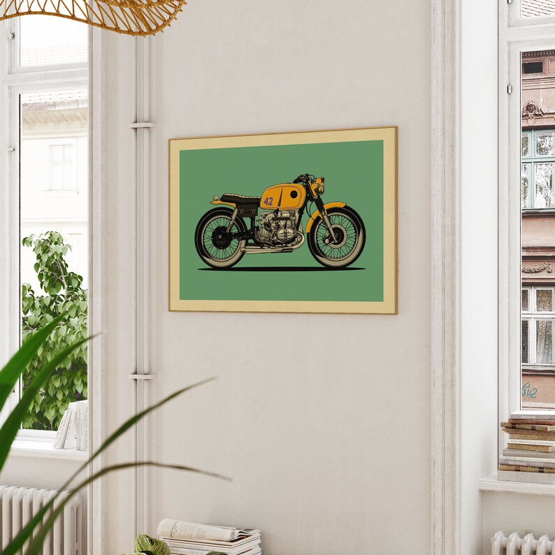 Retro Cafe Racer Bike Poster Motorcycle Wall Art Café Racer - Etsy